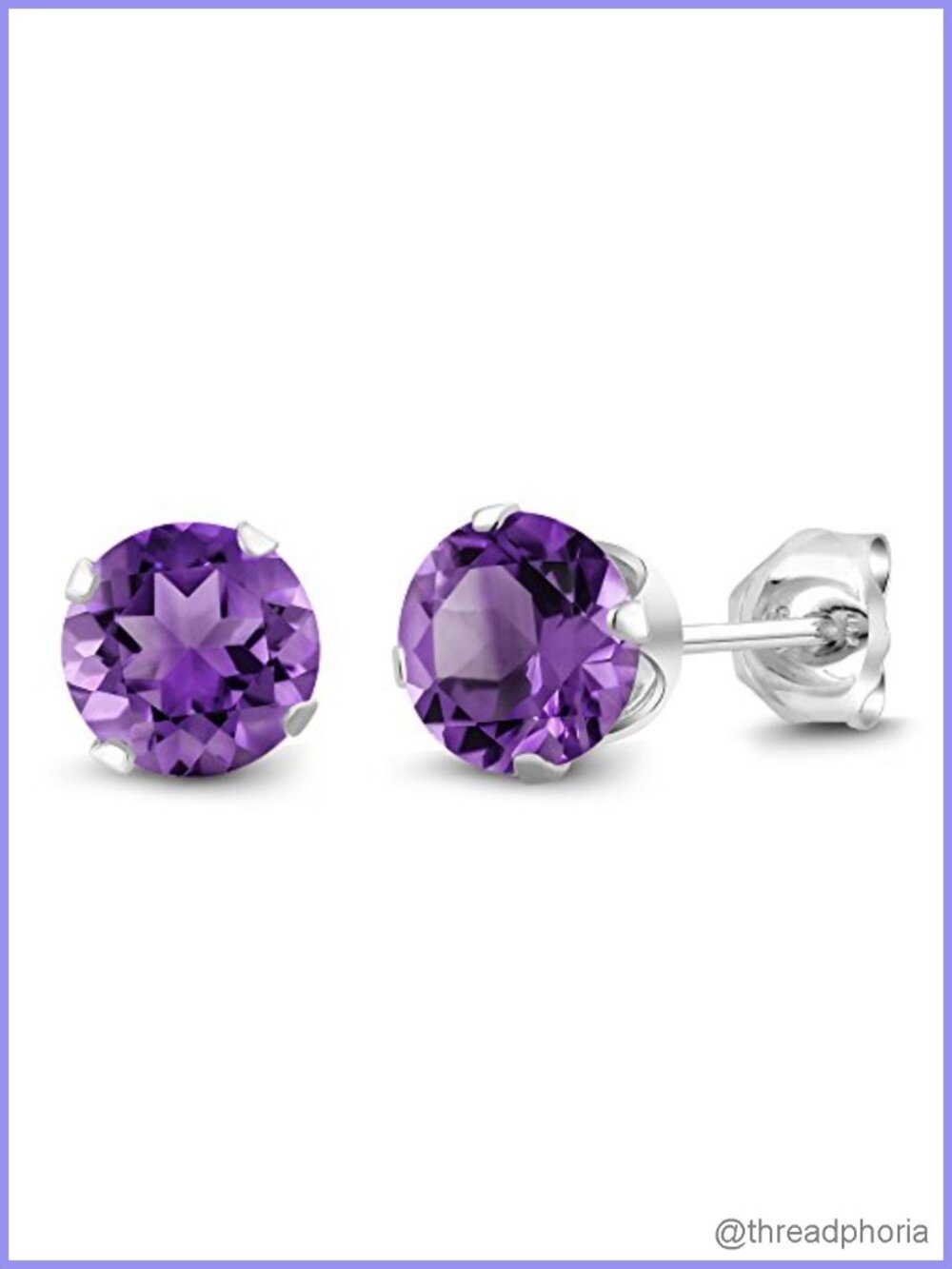 Sterling Silver Round Amethyst Stud Earrings 1.50 Cttw 6mm